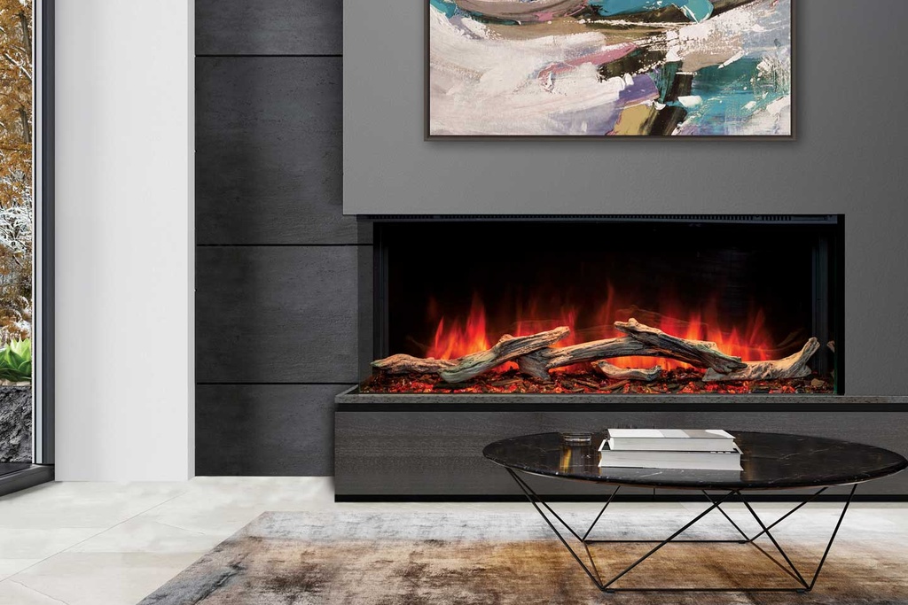 Uptown - UE44-2 Linear Electric Fireplace w/Remote, Top/Ember Lighting and Corner/Single Side Installation Kits - Heater 120V (240V Compatible) NEW