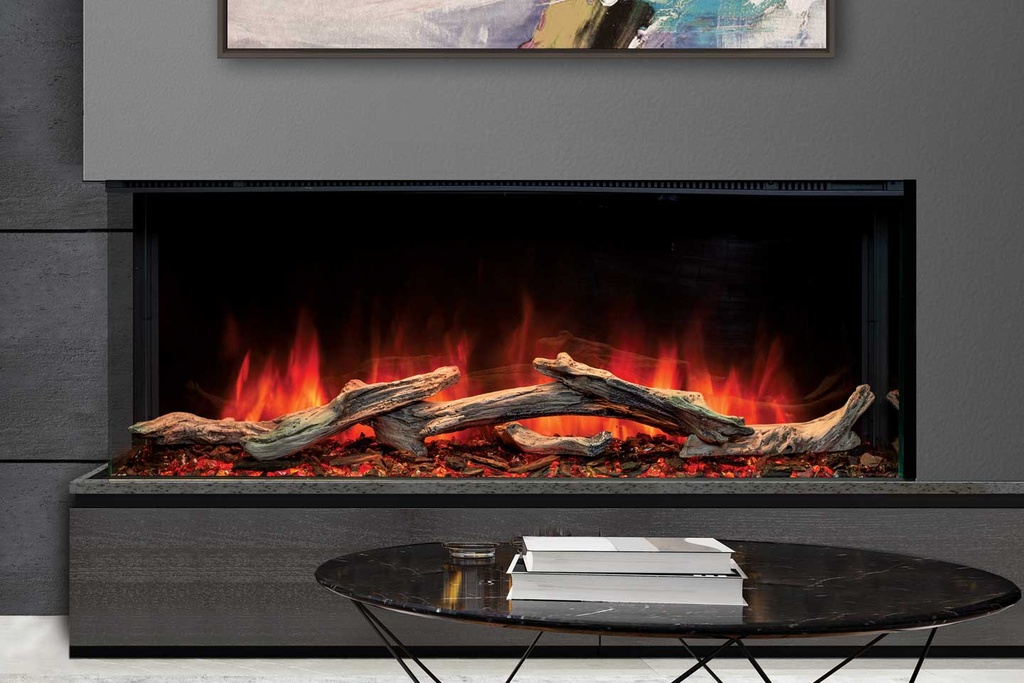 Uptown - UE44-2 Linear Electric Fireplace w/Remote, Top/Ember Lighting and Corner/Single Side Installation Kits - Heater 120V (240V Compatible) NEW