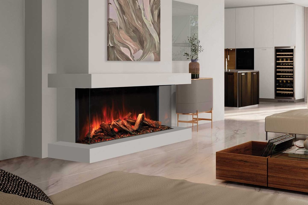 Uptown - UE44-2 Linear Electric Fireplace w/Remote, Top/Ember Lighting and Corner/Single Side Installation Kits - Heater 120V (240V Compatible) NEW