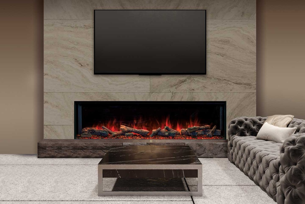 Uptown - UE68 Linear Electric Fireplace w/Remote, Top/Ember Lighting and Corner/Single Side Installation Kits - 120V Heater