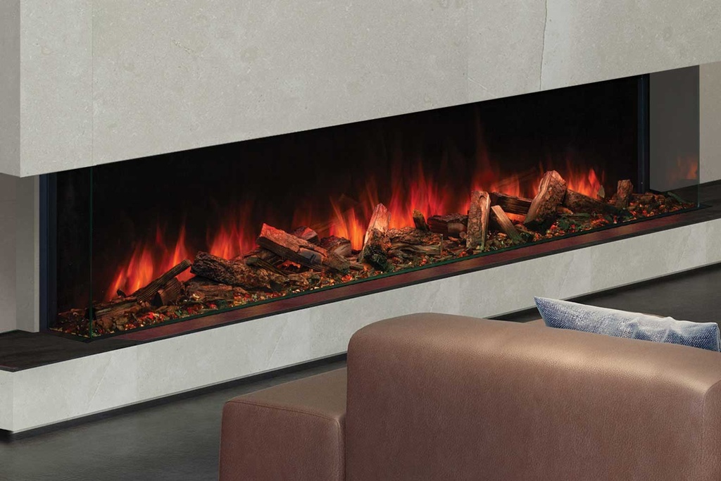 Uptown - UE80 Linear Electric Fireplace w/Remote, Top/Ember Lighting and Corner/Single Side Installation Kits - 120V Heater