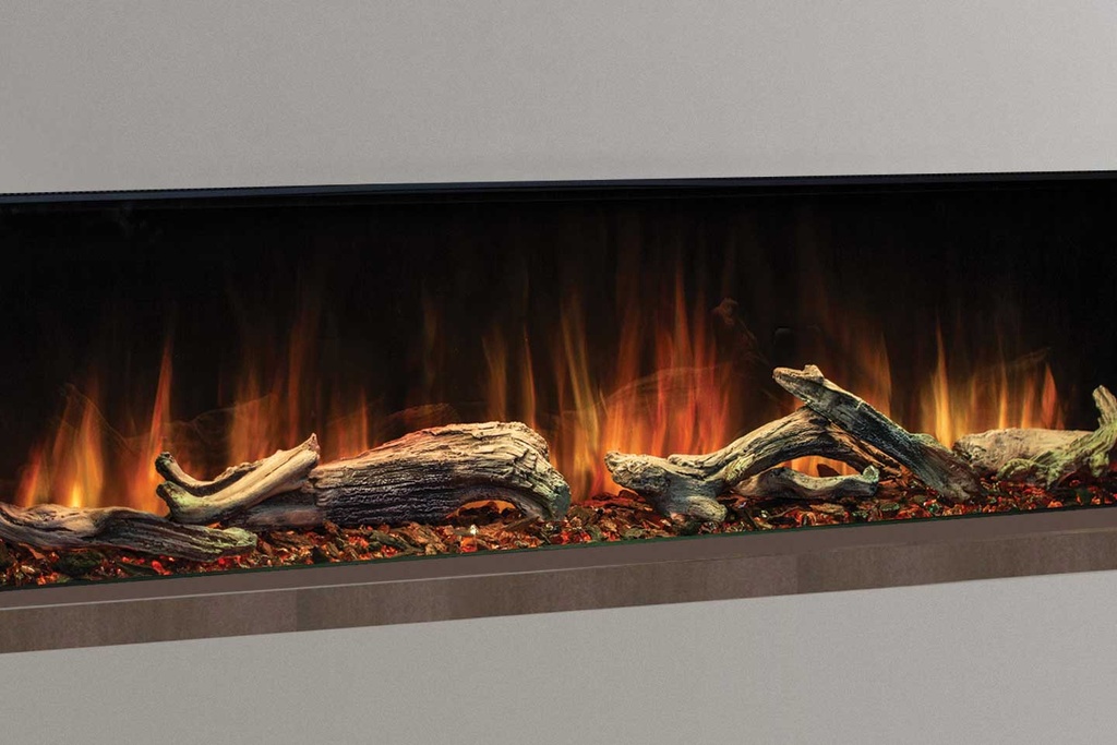 Uptown - UE80 Linear Electric Fireplace w/Remote, Top/Ember Lighting and Corner/Single Side Installation Kits - 120V Heater