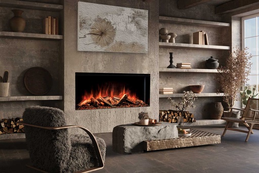[UE44-2] Uptown - UE44 Linear Electric Fireplace w/Remote, Top/Ember Lighting and Corner/Single Side Installation Kits - Heater 120V (240V Compatible)