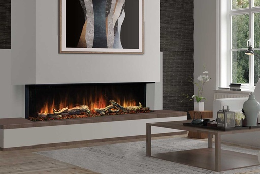 [UE80] Uptown - UE80 Linear Electric Fireplace w/Remote, Top/Ember Lighting and Corner/Single Side Installation Kits - 120V Heater